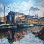 Winnington Wharf. Diana Bernice Tackley. An original acrylic industrial landscape painting